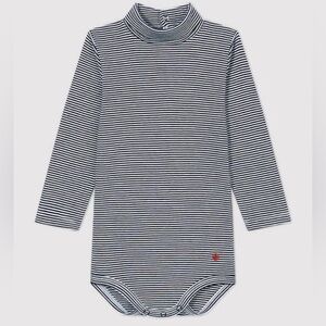 Petite Bateau Stripped Turtleneck Onsie / Bodysuit 36M